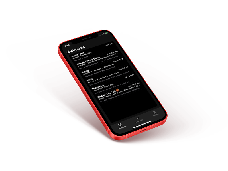 First slide - Chat list screen